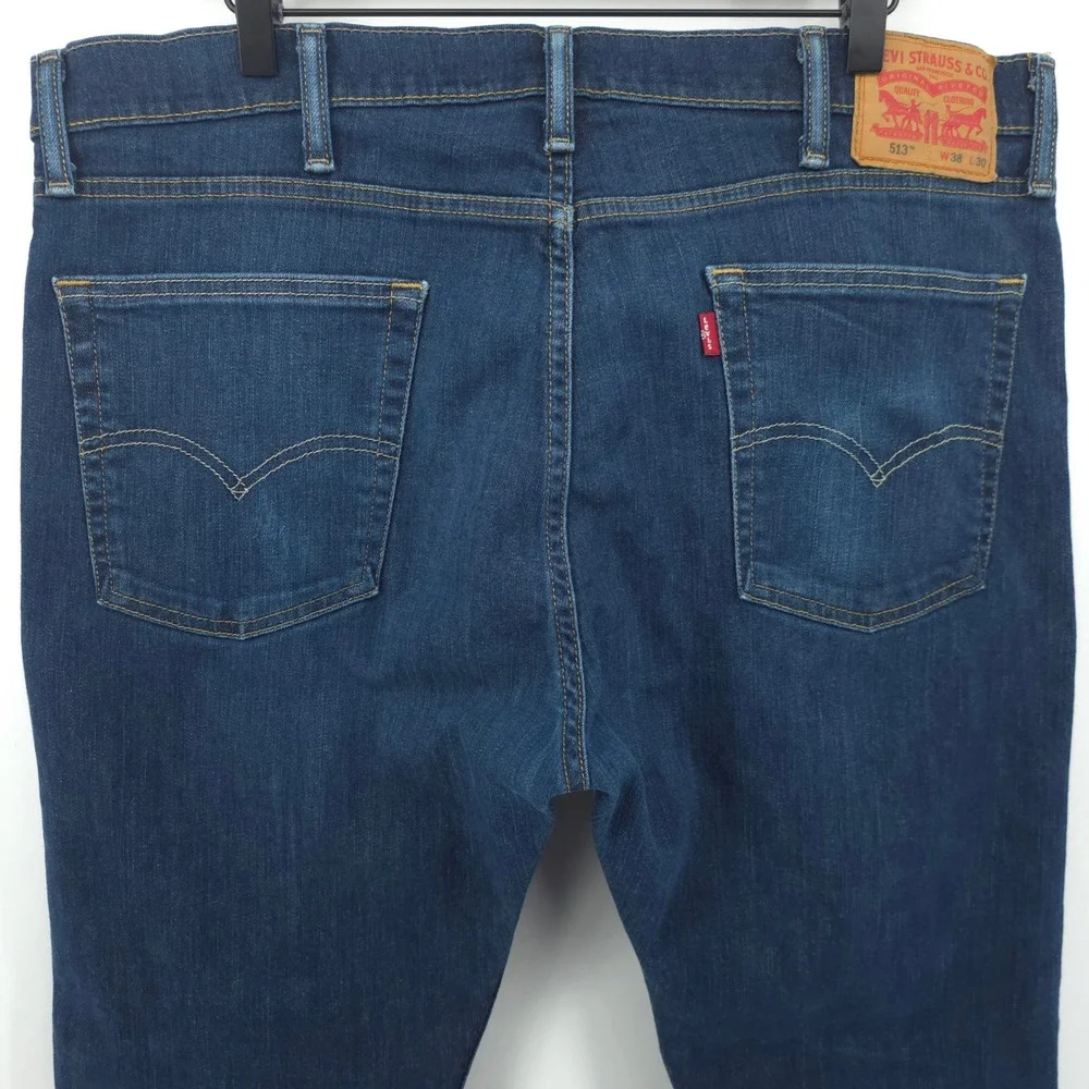 Levi's‎ Mens Jeans 513 Slim Straight 38x30 Blue Dark Wash Denim Classic